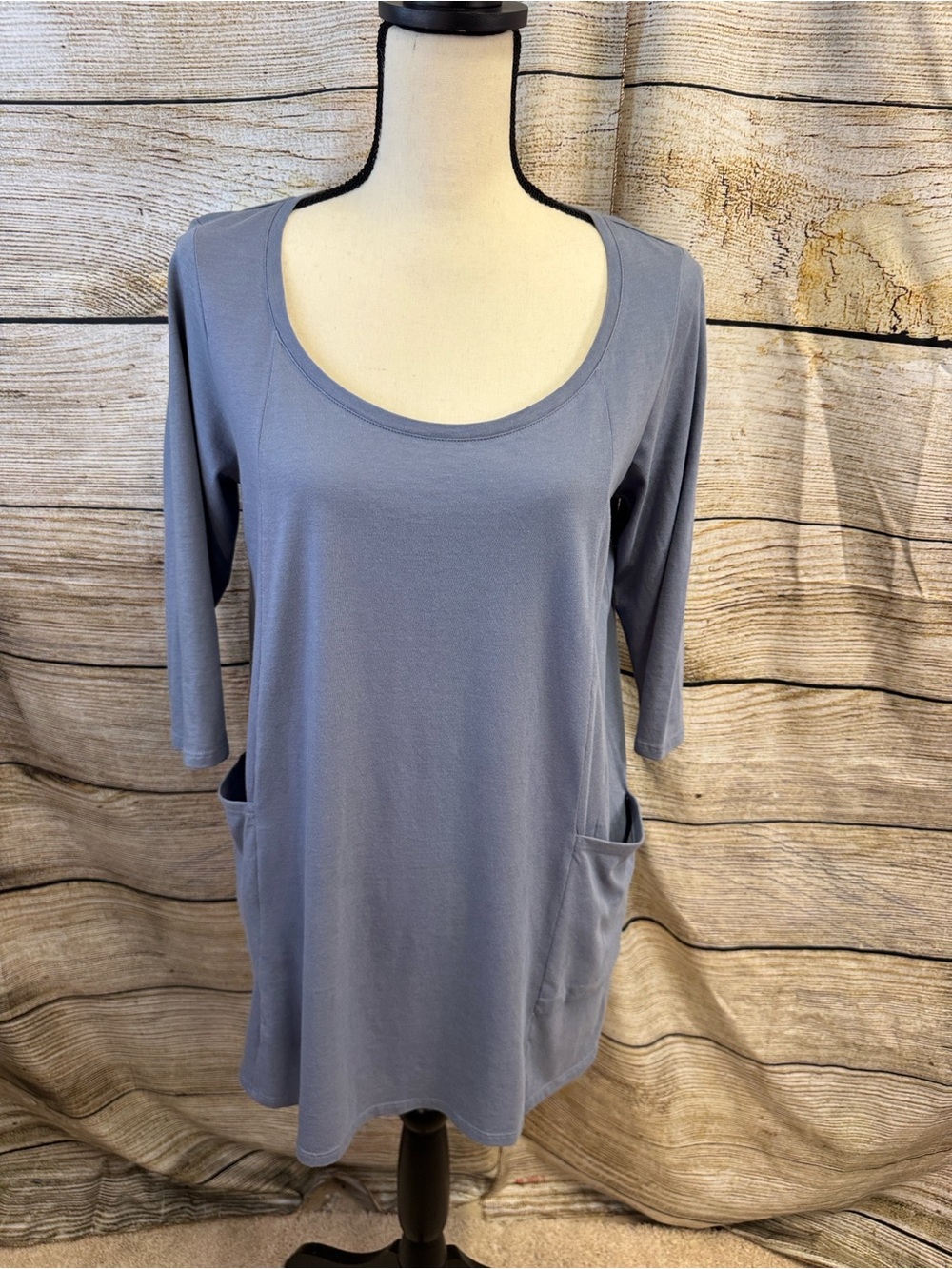 J. Jill Slate Blue Scoop Neck Tunic with Pockets
